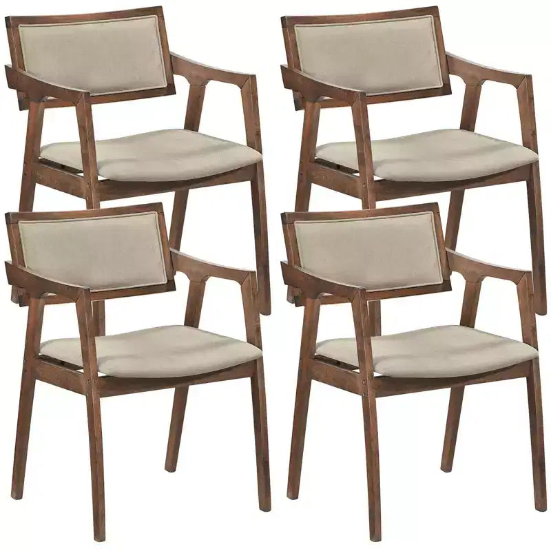 Costway Rubber Wood Dining Chairs Set of 2/4 with Arms,Curved Seat & Back for Room,Dark Beige