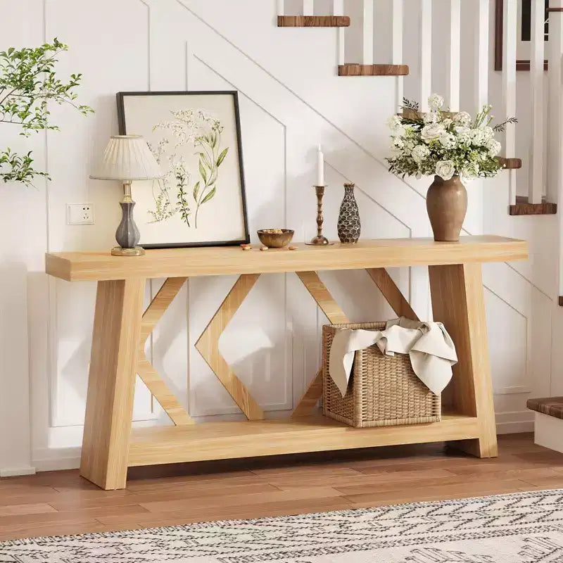 70.9 Inch Console Table with 2-Tier Storage, Narrow Entryway Table, Farmhouse Sofa Table for Hallway Living Room