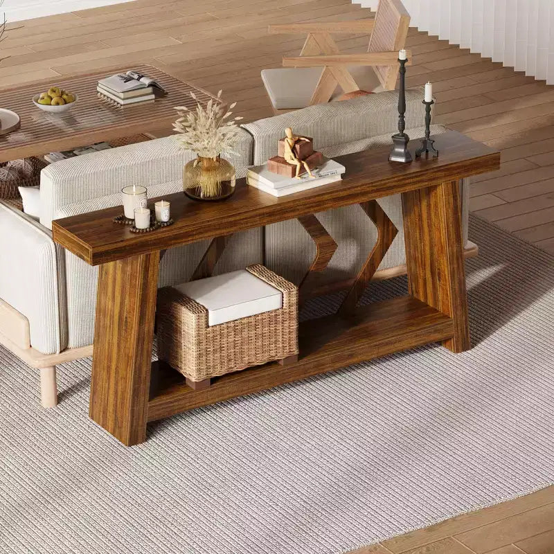 70.9 Inch Console Table with 2-Tier Storage, Narrow Entryway Table, Farmhouse Sofa Table for Hallway Living Room