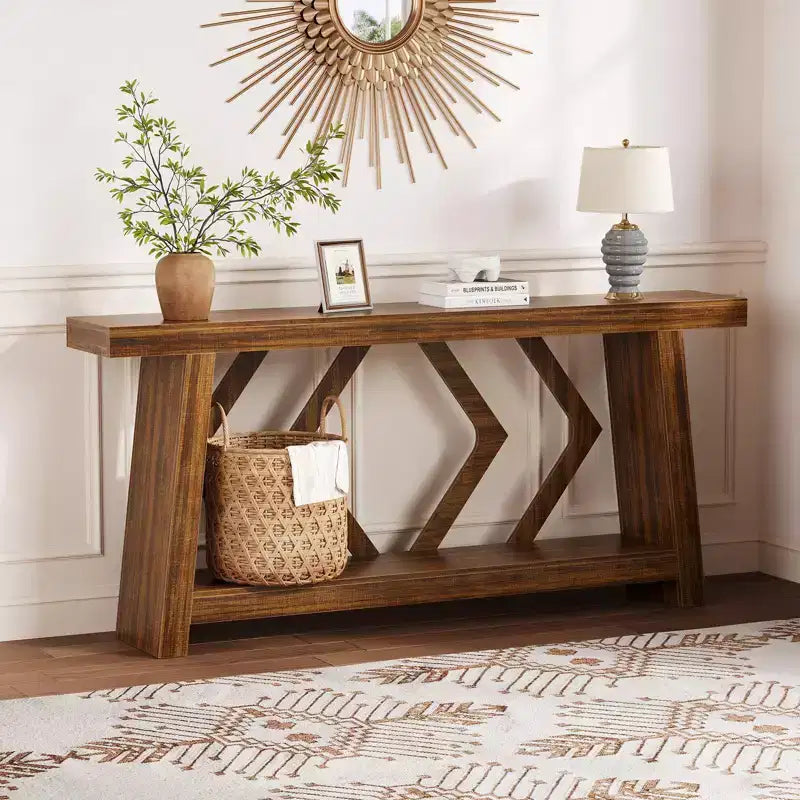 70.9 Inch Console Table with 2-Tier Storage, Narrow Entryway Table, Farmhouse Sofa Table for Hallway Living Room