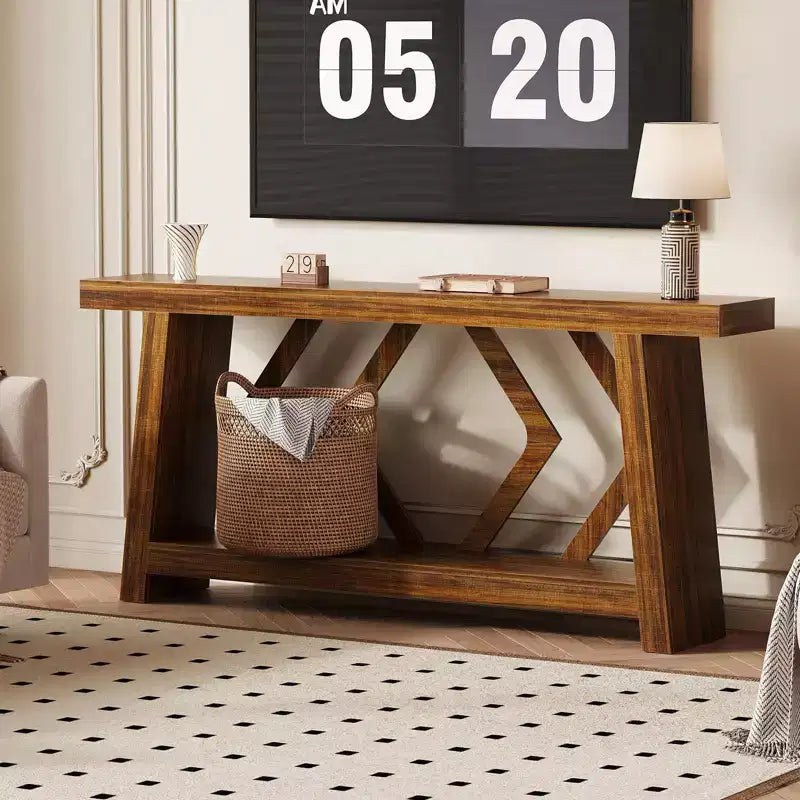 70.9 Inch Console Table with 2-Tier Storage, Narrow Entryway Table, Farmhouse Sofa Table for Hallway Living Room