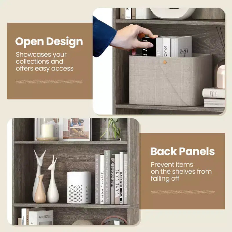 Costway 2PCS 6-Tier Bookshelf w/Open Shelves Anti-Tipping Kits for Living Room Bedroom