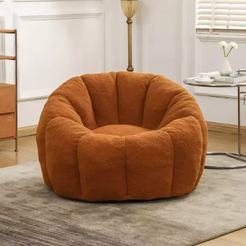 FurnitureR Teddy Fabric Lounge Chair, Plush Accent Armchair with Deep Seat, Cozy Upholstered Lazy Sofa for Living Room Bedroom Reading Corner