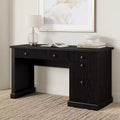 54 Modern Executive Office Desk with Charging Station & File Drawers, Fluted Wood Computer Writing Desk with Storage for Home Study