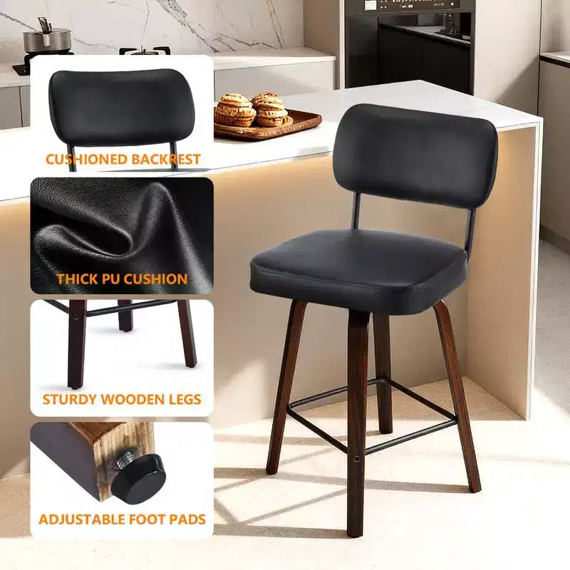 360 Swivel Counter Height Bar Stools Set of 2