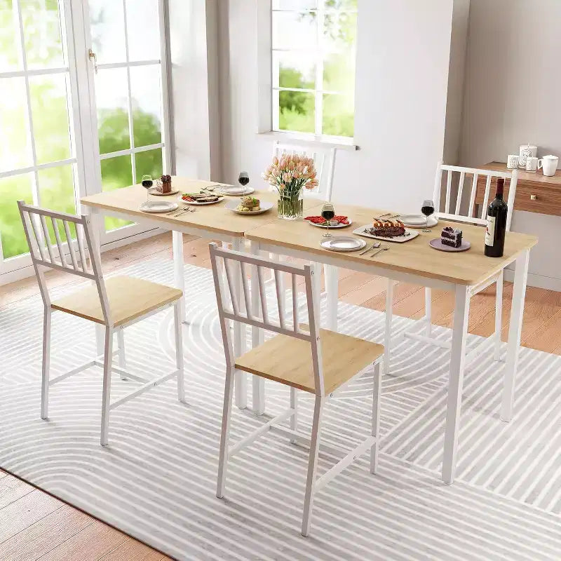 MooxvMoo 3-Piece Rectangular Dining Table Set for 2, Kitchen Table Set with 2 Chairs, Breakfast Nook Furniture for Kitchens, Dining Room, White