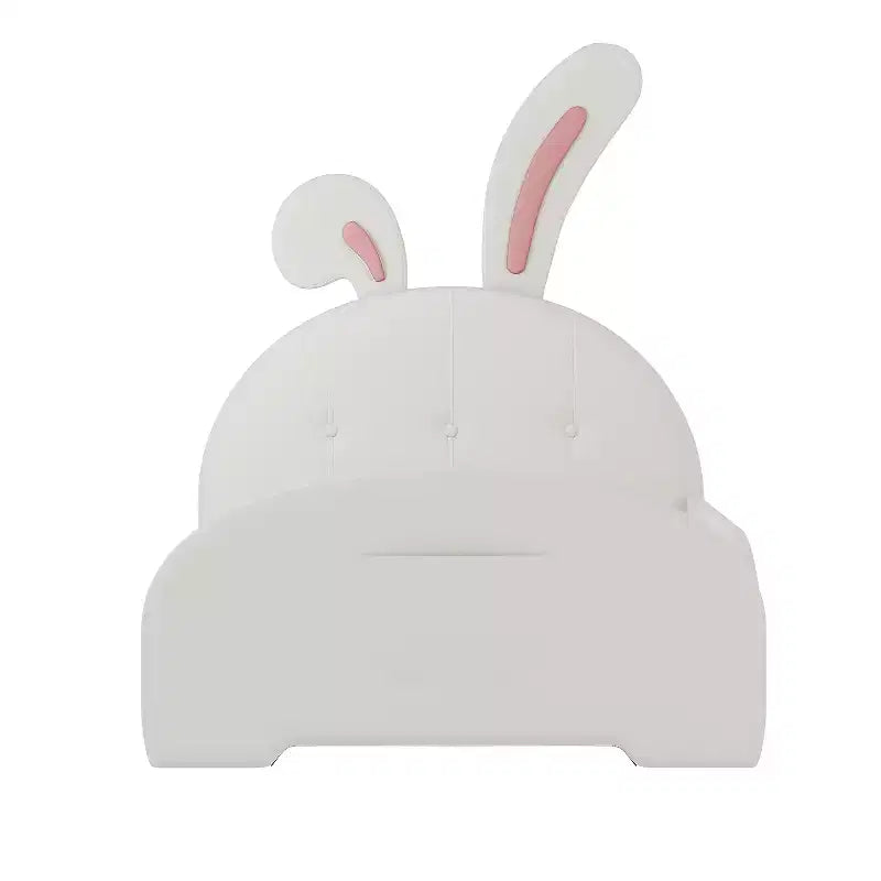 Twin Upholstered Rabbit Princess Bed, Platform Bed with Headboard and Footboard, White