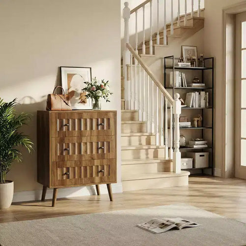 GDFStudio Vittorio Modern 24 Wooden Dresser with 3 Drawers and Metal Knobs