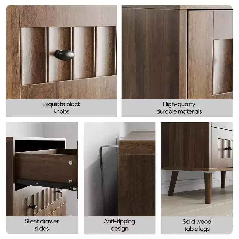 GDFStudio Vittorio Modern 24 Wooden Dresser with 3 Drawers and Metal Knobs