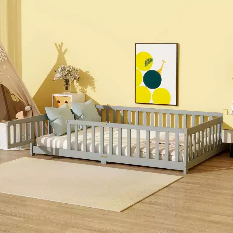 MAYEERTY King Bed Frame Noise-Free Design No Box Spring Needed Heavy-Duty Metal