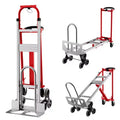 3-in-1 Stair Climbing Hand Truck, Heavy Duty Convertible Flat Cart with Folding Design & Elastic Straps for Home Office Warehouse