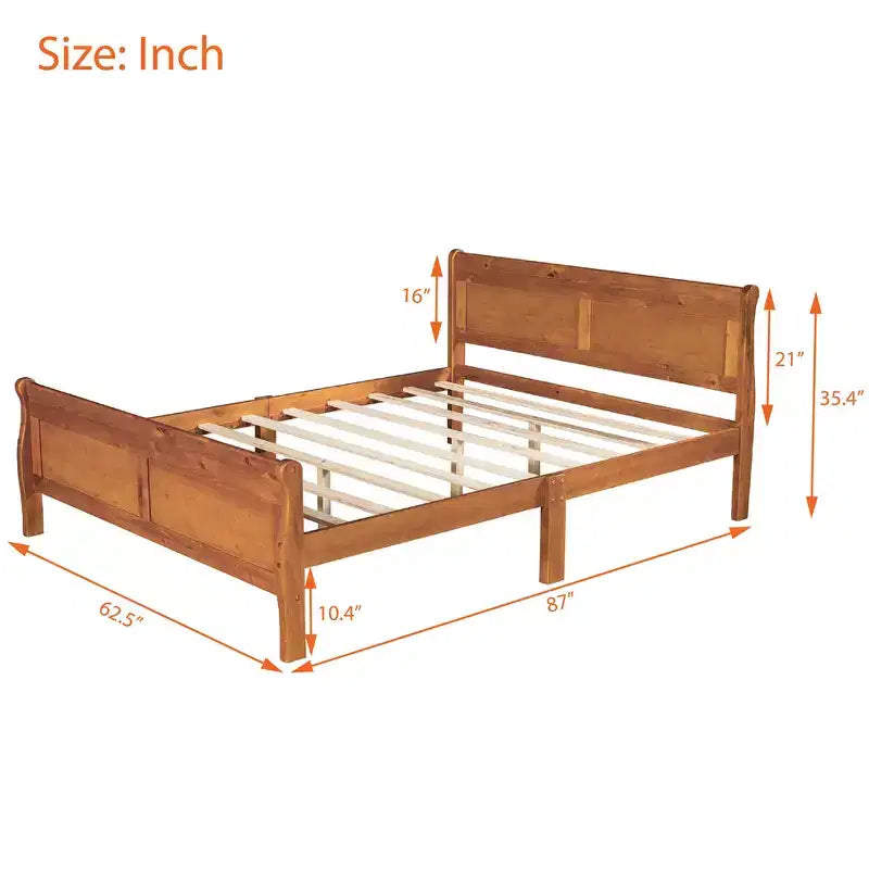 FAMYYT Queen Size Wood Platform Bed With Headboard, Easy Assembly, Oak
