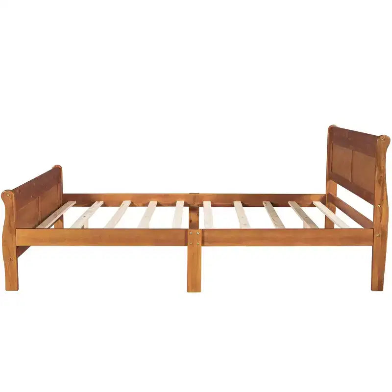 FAMYYT Queen Size Wood Platform Bed With Headboard, Easy Assembly, Oak