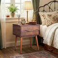 Karl Home Brown P2 MDF Nightstand Tall Legs Handleless 1 Drawer 20.1 Inch