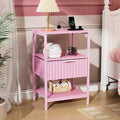 Karl Home 15 Inches Wide Nightstand with 1 Drawer 2 Shelves and US Power Outlet