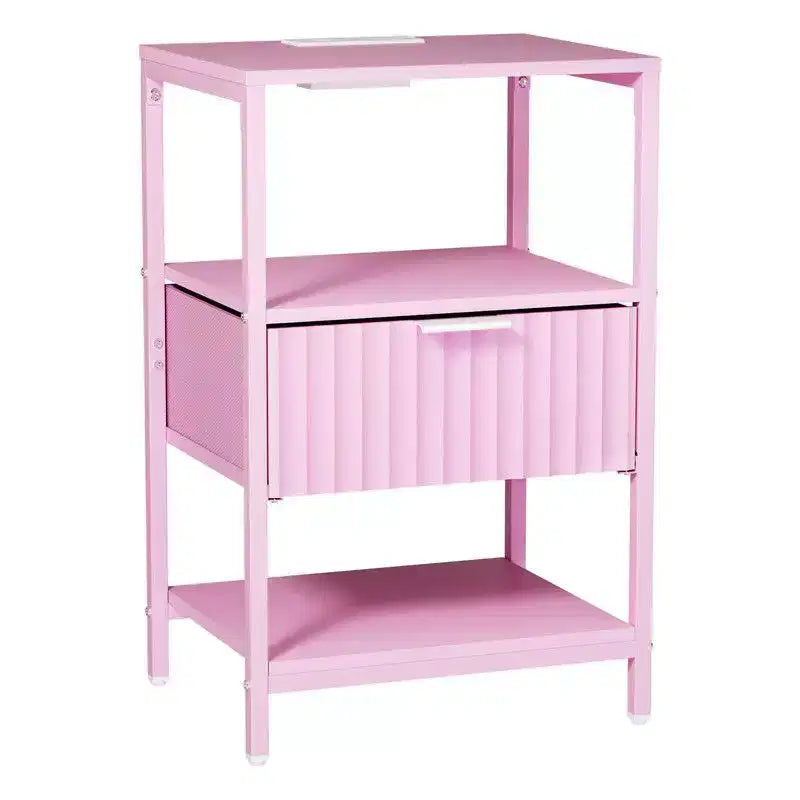 Karl Home 15 Inches Wide Nightstand with 1 Drawer 2 Shelves and US Power Outlet