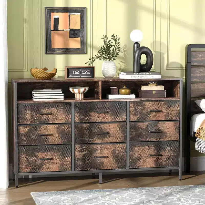 Karl Home 55 Inch Modern Non-woven 9 Drawer Organizer Cabinet Steel Frame