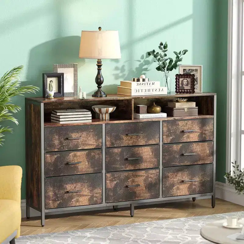 Karl Home 55 Inch Modern Non-woven 9 Drawer Organizer Cabinet Steel Frame