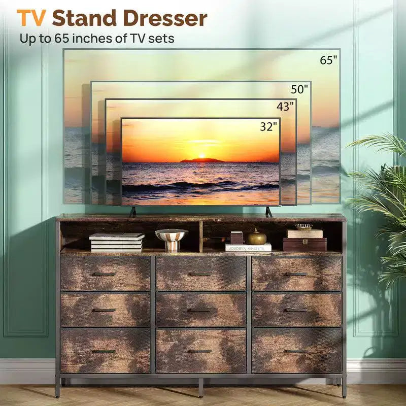 Karl Home 55 Inch Modern Non-woven 9 Drawer Organizer Cabinet Steel Frame