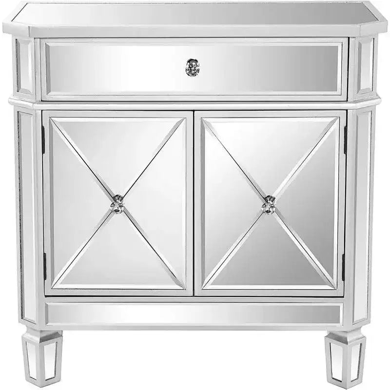 Karl Home 27.56 Inch One Drawer Two Door Mirrored Dresser