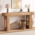 63 Long Wooden Narrow Couch Table Behind Sofa, Farmhouse Entryway Console for Living Room Bedroom Hallway Easy Assembly, Natural Wood