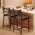 Bar Stools Set  Upholstered with Backrest & Footrest, Counter Height Barstools, Thick Cushion for Kitchen Island, Apartment, Counter Bar