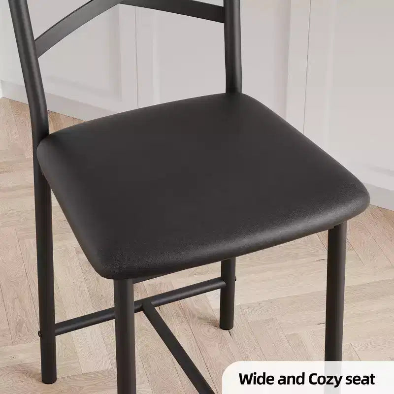Bar Stools Set  Upholstered with Backrest & Footrest, Counter Height Barstools, Thick Cushion for Kitchen Island, Apartment, Counter Bar