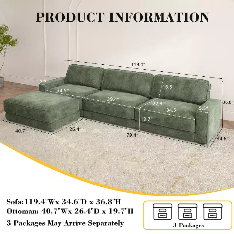 Dyonery Cloud Modular Sectional Sofa Couch with Ottomans,L/U-Shaped Couch,Minimalist Wide Deep Seat Comfy Convertible Couches for LivingRoom