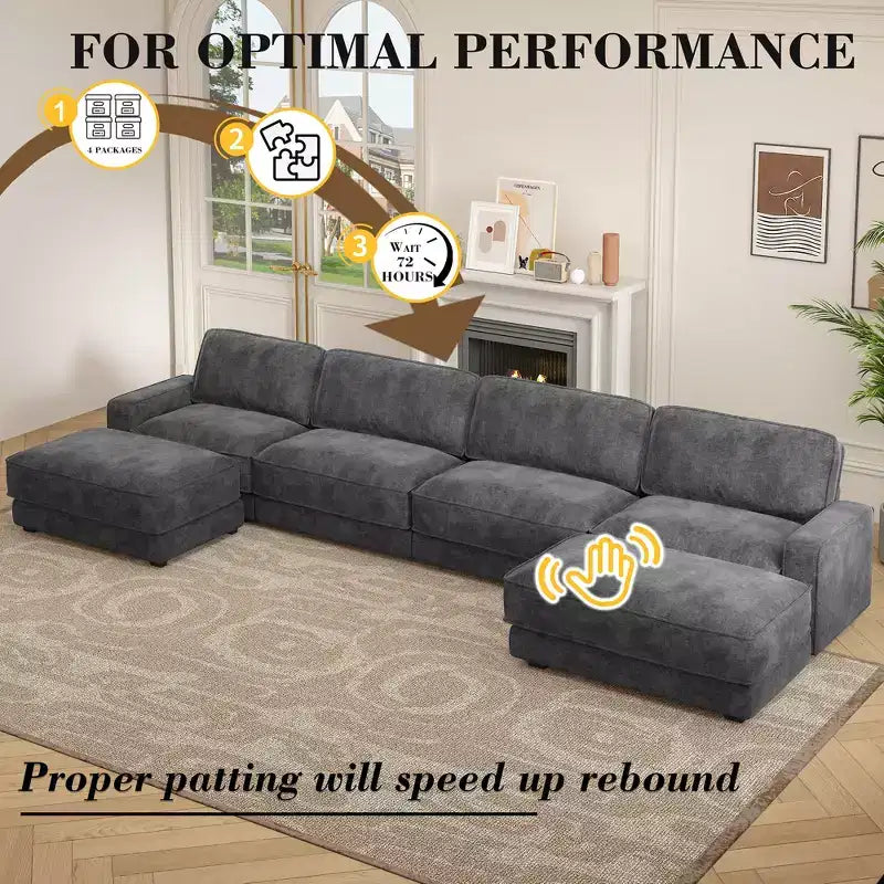 Dyonery Cloud Modular Sectional Sofa Couch with Ottomans,L/U-Shaped Couch,Minimalist Wide Deep Seat Comfy Convertible Couches for LivingRoom