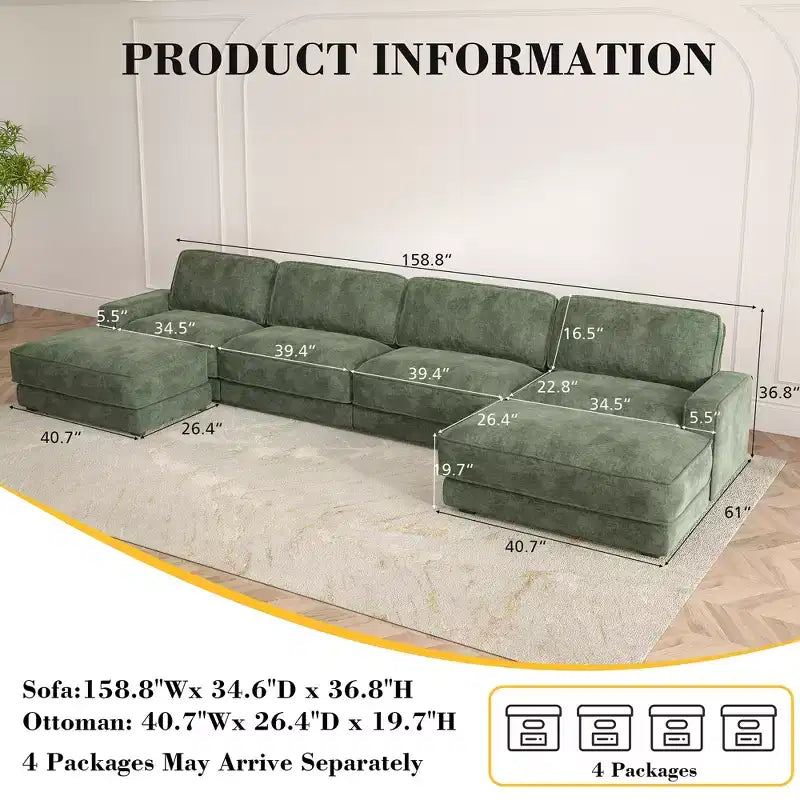 Dyonery Cloud Modular Sectional Sofa Couch with Ottomans,L/U-Shaped Couch,Minimalist Wide Deep Seat Comfy Convertible Couches for LivingRoom