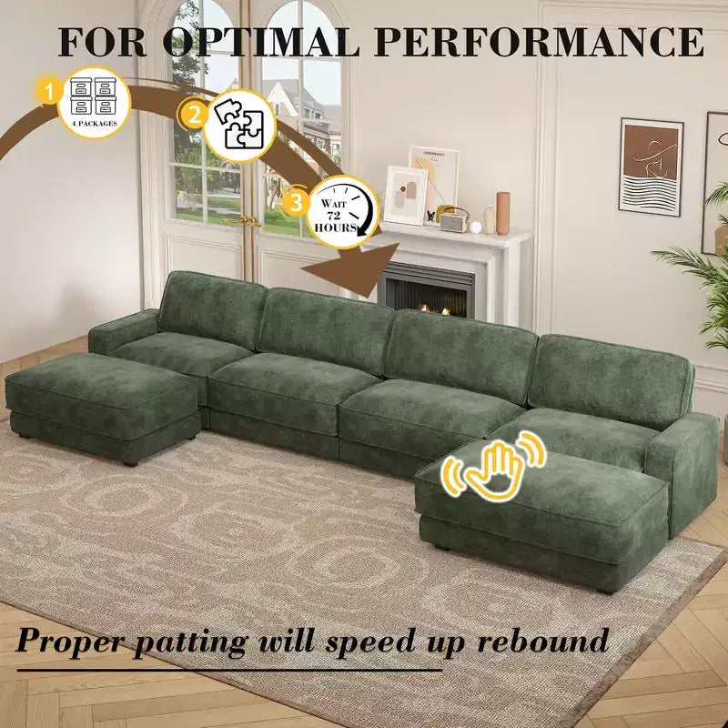 Dyonery Cloud Modular Sectional Sofa Couch with Ottomans,L/U-Shaped Couch,Minimalist Wide Deep Seat Comfy Convertible Couches for LivingRoom