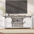 Modern Farmhouse TV Stand for 75 Inch TV - Entertainment Console Table with Sliding Barn Doors - Storage Cabinets for Living Room - 66 Inch