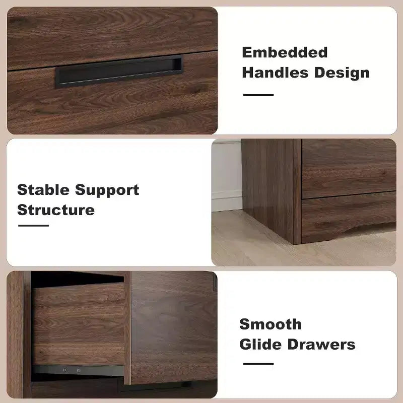 GustoWave Modern 4 Drawers Dresser Nightstand for Bedroom, Living Room, Bedroom, Brown