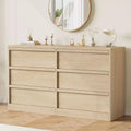 GustoWave 6-Drawer Storage Dresser With Waterproof Top, Natural Oak Finish, For Bedroom Or Entryway