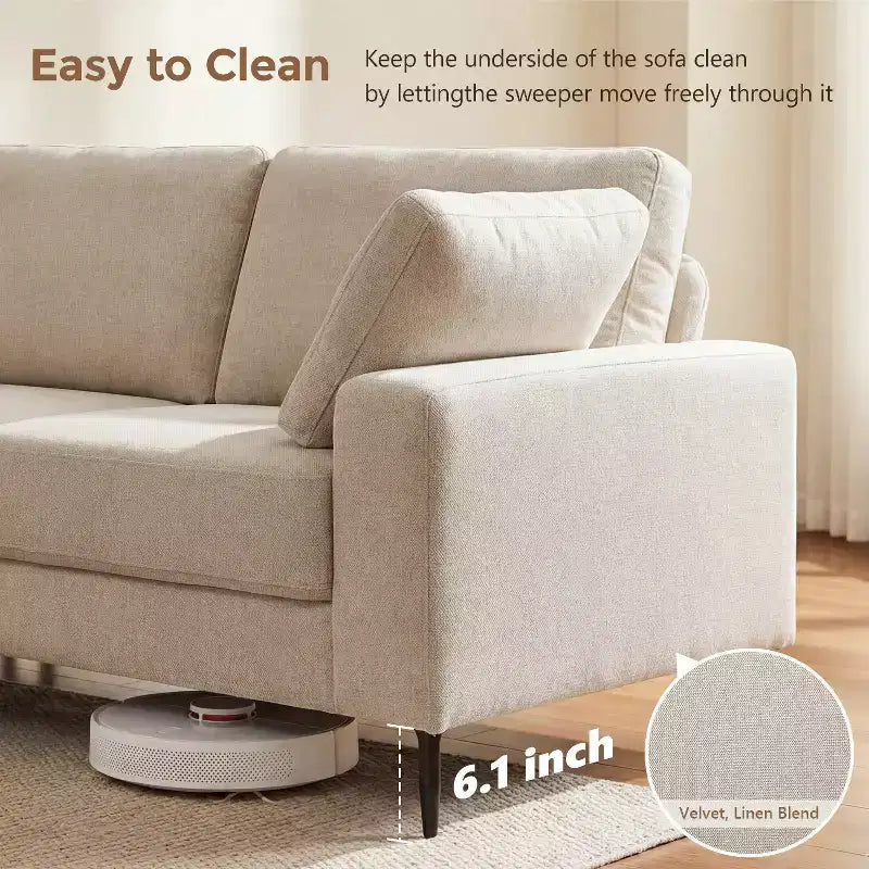 72 Loveseat Sofa, Mid-Century Modern Flared Arm Couch, Deep Seat Upholstered 2-Seater for Living Room, Apartment, Small Spaces, Off White