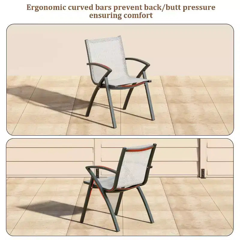 6PCS Modern Aluminum Outdoor Dining Chairs, Quick-Dry Textilene Fabric, All-Weather Rust-Resistant, Ergonomic Commercial-Grade Patio Seating