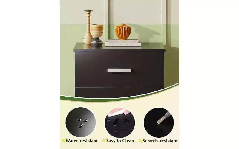 DEXYLLO Night Stand, Wood Nightstand with 3 Drawers, Bed Side Table for Bedroom, Living Room, Dorm