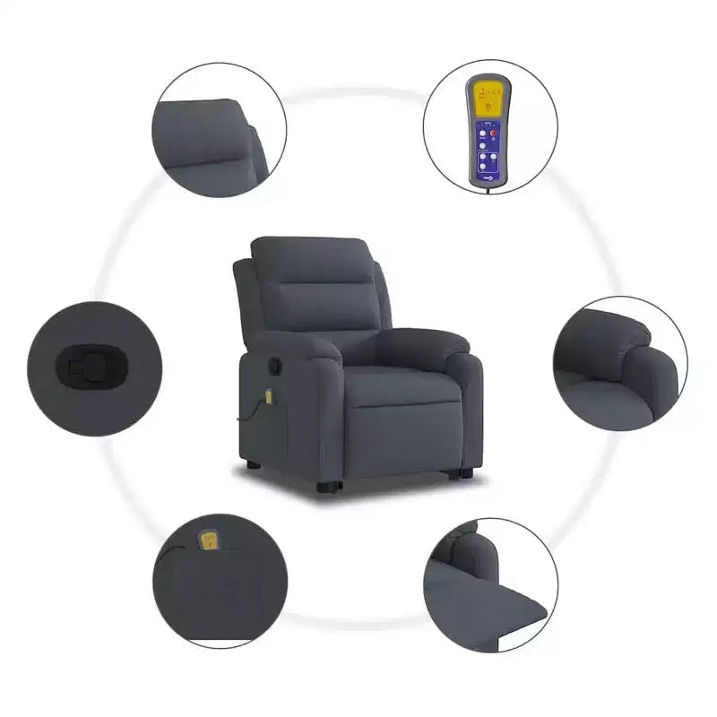 vidaXL Stand Up Massage Recliner Chair Dark gray