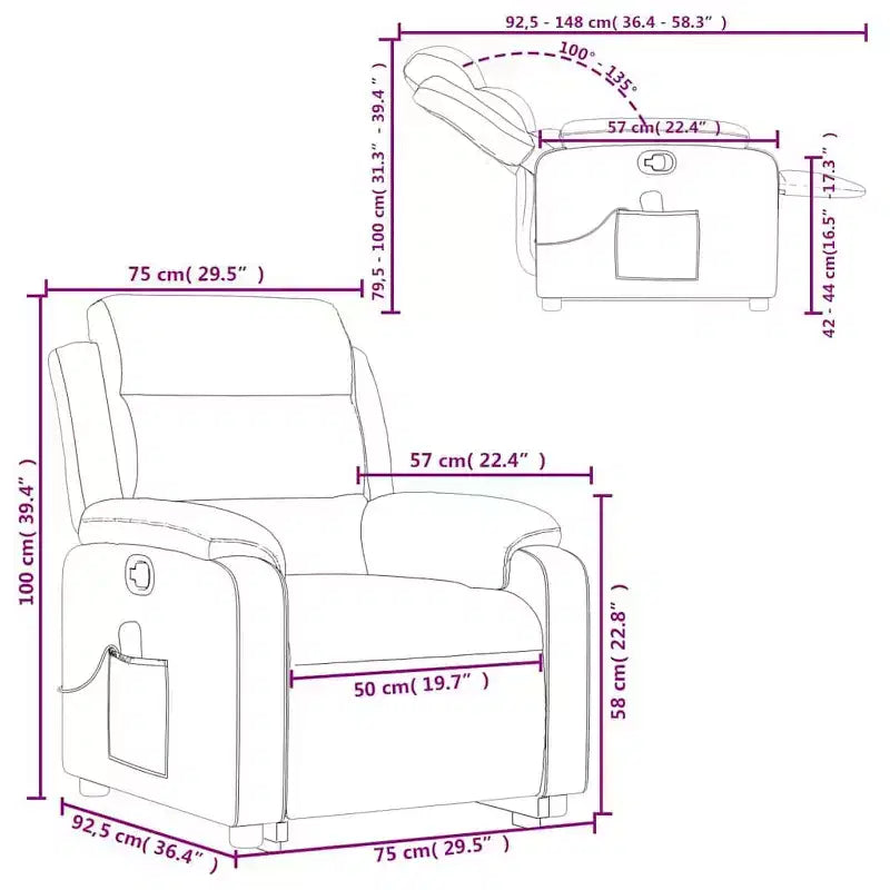vidaXL Stand Up Massage Recliner Chair Dark gray