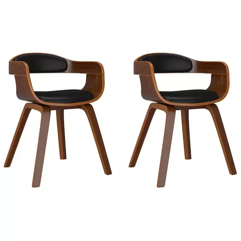 vidaXL Dining Chair Black and natural Faux leather and bentwood Standard