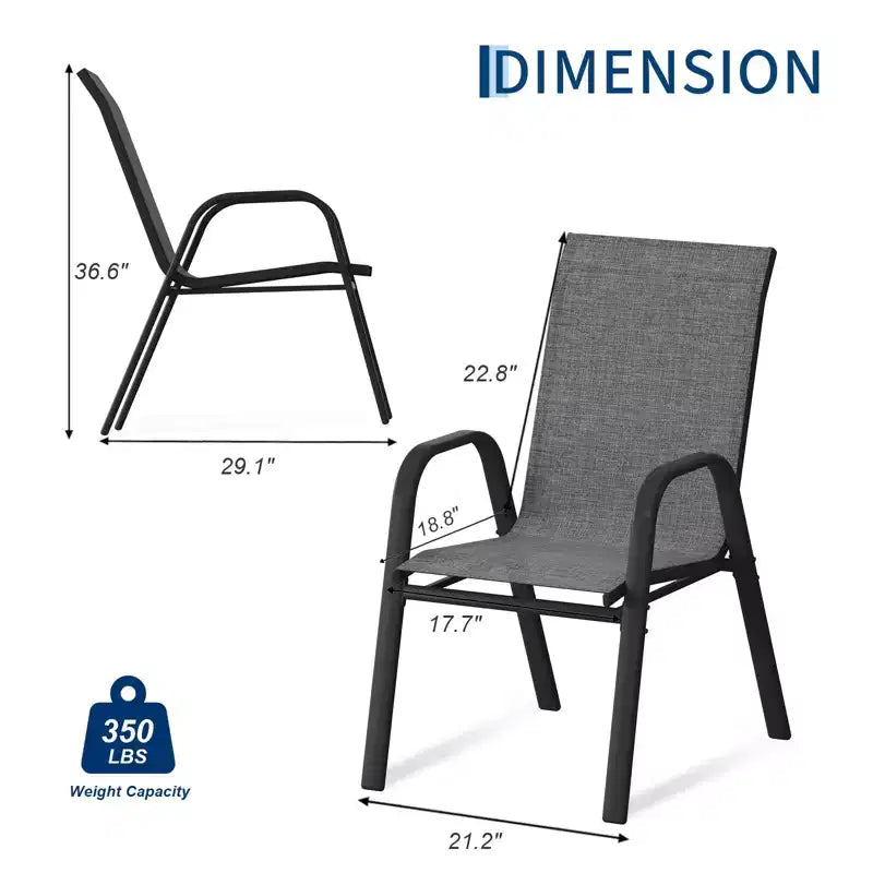 Set of 6 Stackable Patio Dining Chairs  All-Weather High Back with Armrests, Lightweight Textilene, 140kg Capacity  Ideal for Garden, Backyard