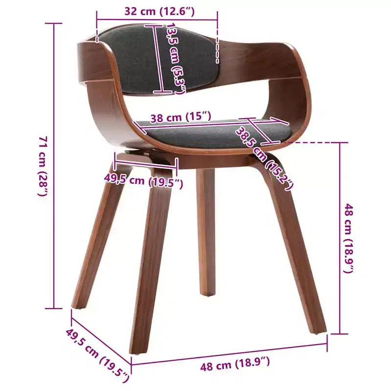 vidaXL Dining Chair Set of 2 Gray