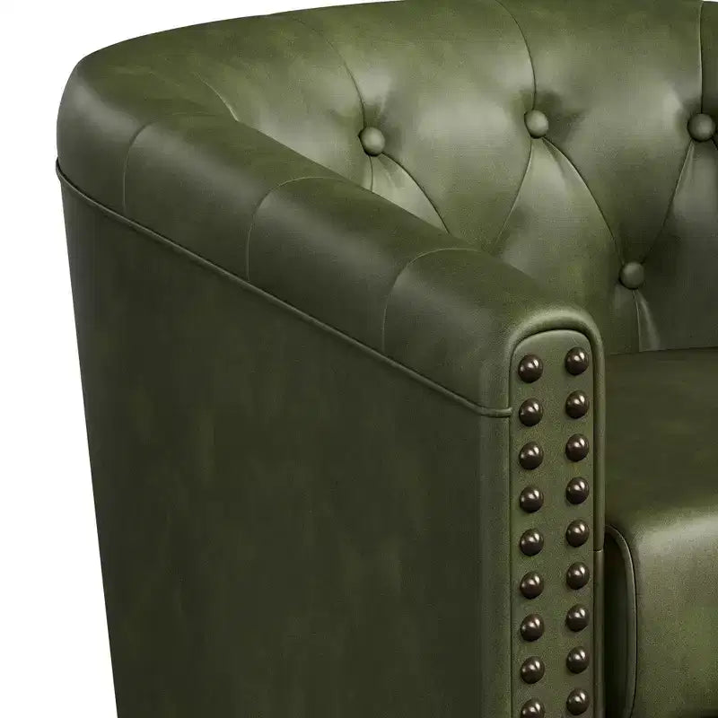 Dyonery Swivel Barrel Accent Chair,Modern Nailhead Armchair, 360 Modern Comfy Reading Chair for Living Room & Bedroom