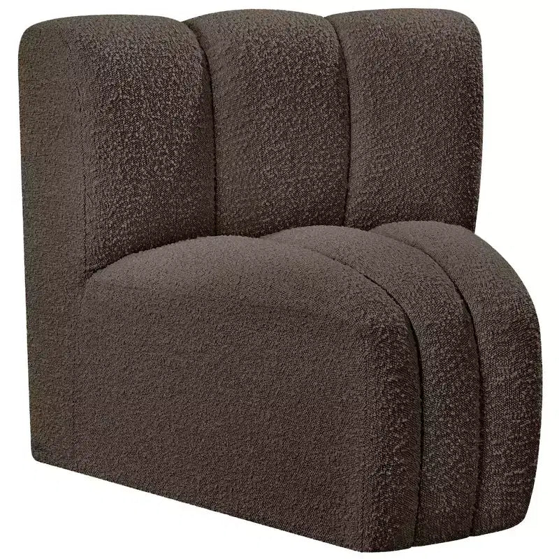 Meridian Furniture Arc Boucle Fabric Curved Corner Chair