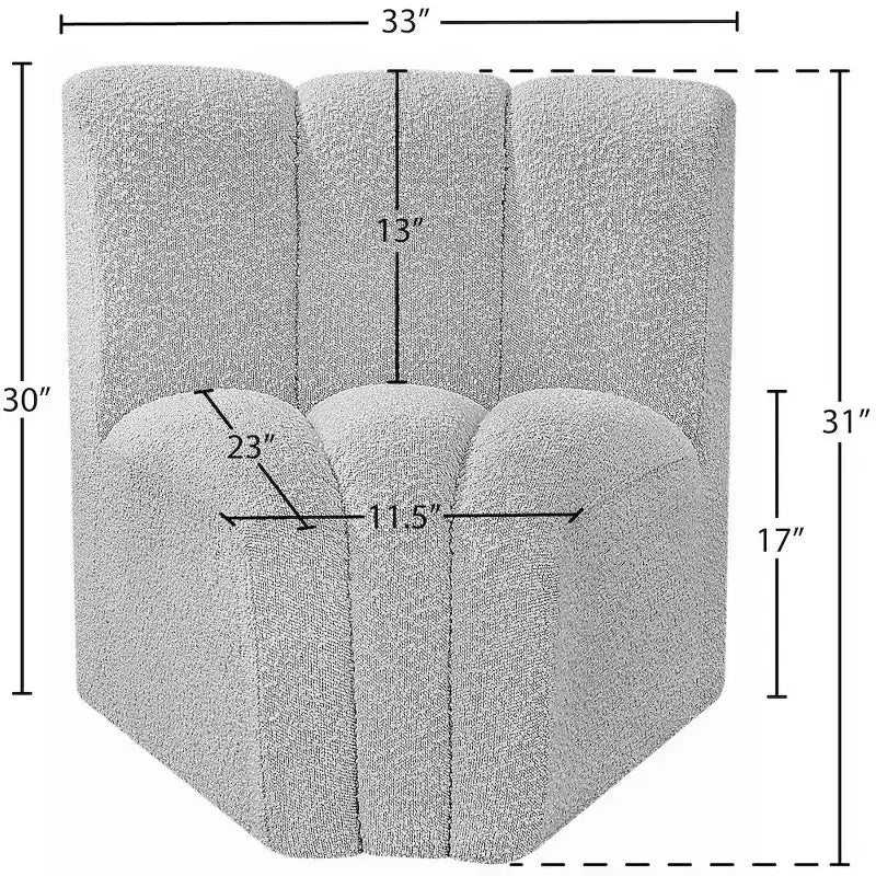 Meridian Furniture Arc Boucle Fabric Curved Corner Chair