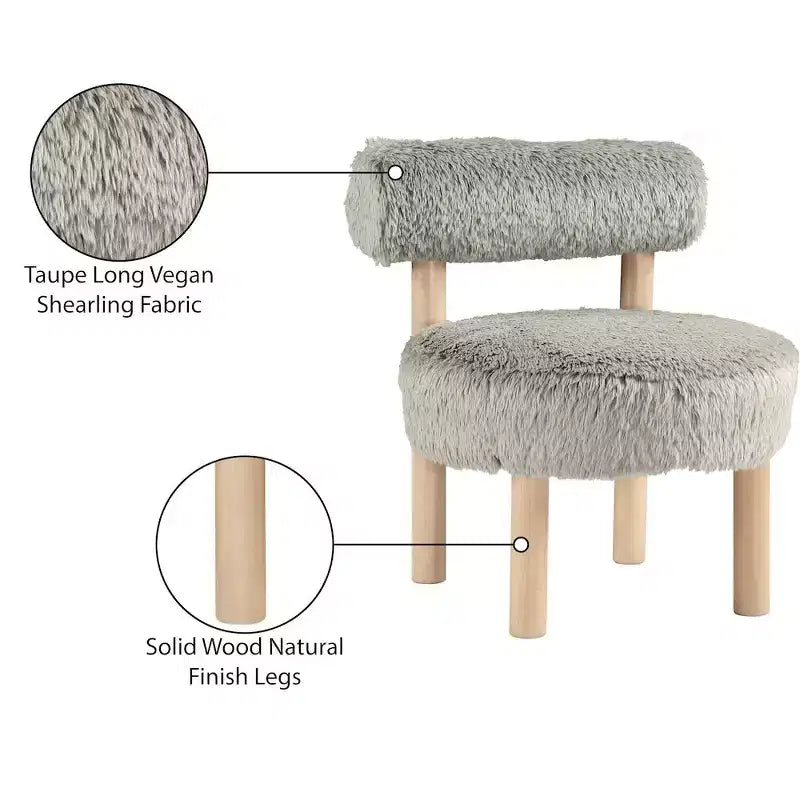 Meridian Furniture Ambre Vegan Shearling Fabric Chair