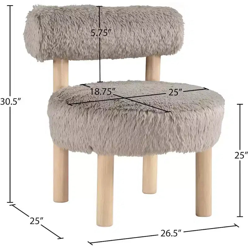 Meridian Furniture Ambre Vegan Shearling Fabric Chair