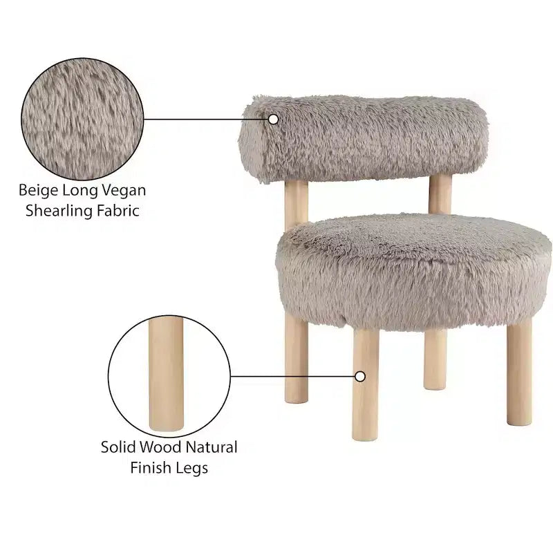 Meridian Furniture Ambre Vegan Shearling Fabric Chair