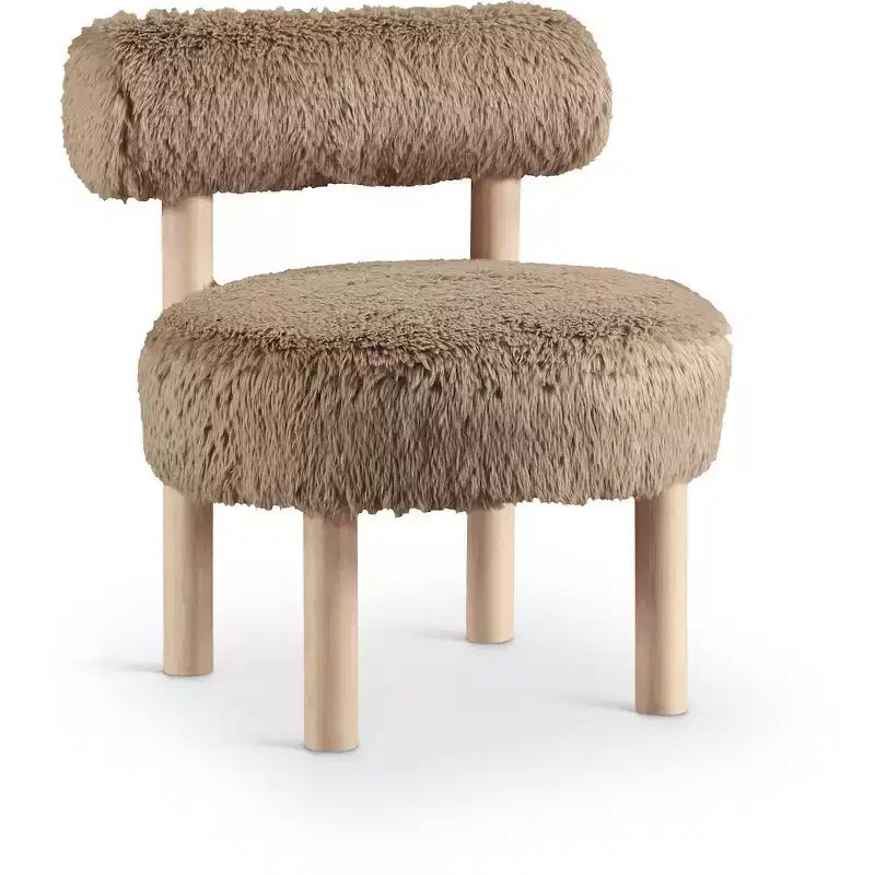 Meridian Furniture Ambre Vegan Shearling Fabric Chair