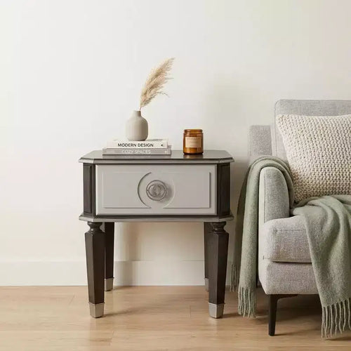 Tavolino con cassetto quadrato da 24" (61 cm) grigio antracite e grigio chiaro